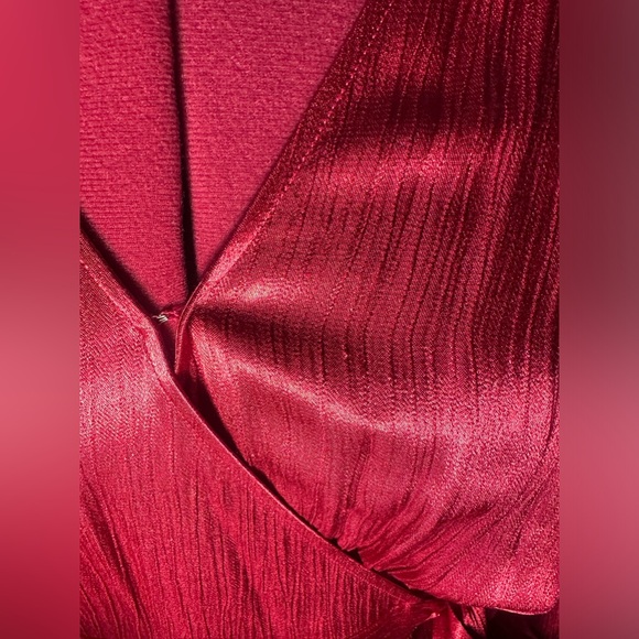 GUC Nine West Long Sleeve High Low Wrap Dress Size XL Bright Magenta - Picture 6 of 14